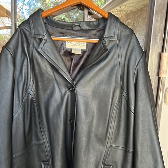Leather BLAZER Jacket Plus 26-28W, NEW YORK CLASSIC, lined with side pockets - Picture 6 of 8